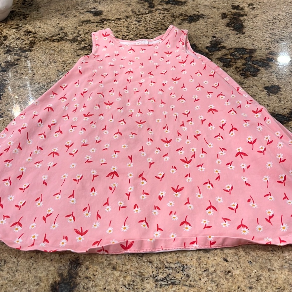 Hanna Andersson pink with sunflower shirt sleeve dress size 8